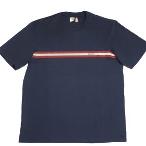 Bally Herren-T-Shirt – 6233735, Marineblau, 100%, Baumwolle, Streifenmuster, Logo, 7706099646524