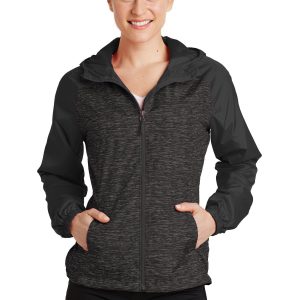 Sport-Tek – Damen – meliert – Colorblock – Raglan – mit Kapuze – Windjacke