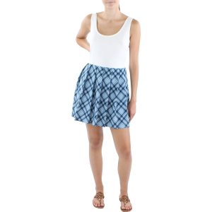 Juniorgrößen – Karomuster – ärmellos – körpernahes Oberteil und ausgestellter Rock – Kleid