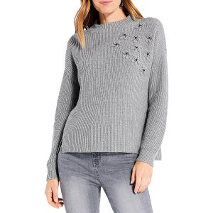 Pullover – mit Perlenverzierung, Stehkragen, Pullover