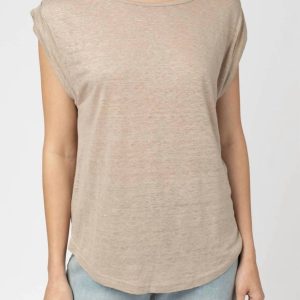 Top – Leinen, gestrickt, Taupe, 7832072814652