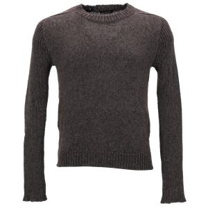 Balmain Pullover – gestrickt, Rundhalsausschnitt, Braun, Wolle, 7748638343228