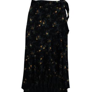 Sandro Rock – Blumenmuster, bedruckt, asymmetrisch, Schwarz, Viskose, 7833162317884