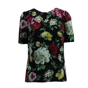 Dolce & Gabbana Top – Blumenmuster, bedruckt, Schwarz, Viskose, 7833141903420