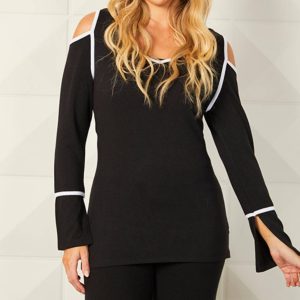 Top – Schulter-Cut-outs, Schwarz