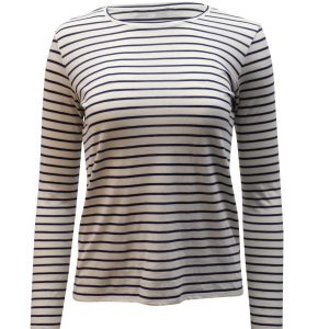 Vince Top – Streifenmuster, Langarm, Weiß, Baumwolle, 7765010251836