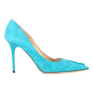 Jimmy Choo Pumps – spitze Schuhspitze, Blau, Veloursleder