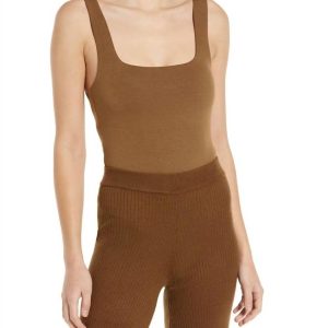 Tanktop – eckiger Ausschnitt, Body, Braun, 7804557688892