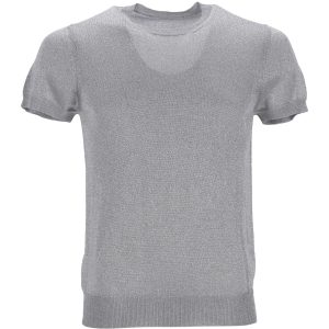 T-Shirt – Dsquared2, Metallic-Optik, Rippstrick, Silber, Polyester, 7748755357756