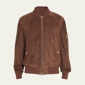 Brunello Cucinelli – Herren – Veloursleder – mit Reißverschluss – Bomberjacke