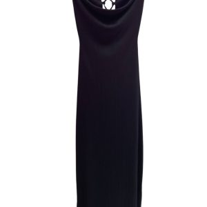 Maxikleid mit Bindebändern am Rücken – Schwarz