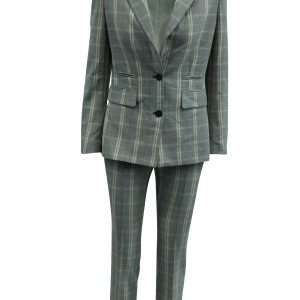 Maje Blazer – Karomuster, Hose, Grau, Wolle, 7833158352956