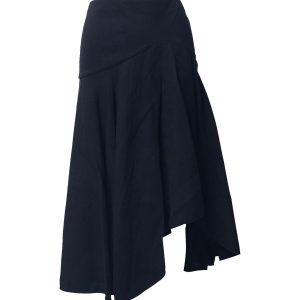 Alexander McQueen Rock – asymmetrisch, plissiert, Midi, Schwarz, Wolle