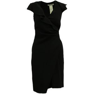 Max Mara – Rüschen – Wickelkleid – Schwarz – Wolle – 7765101183036