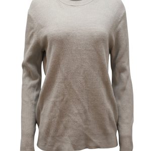 Theory Pullover – gerippt, Rundhalsausschnitt, Grau, Polyester, 7766547300412