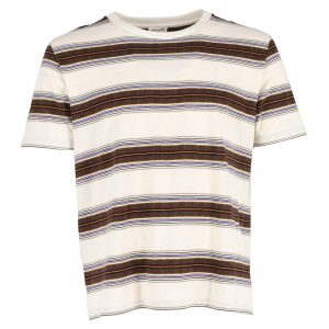 Saint Laurent T-Shirt – Streifenmuster, Braun, Baumwolle, 7748671569980