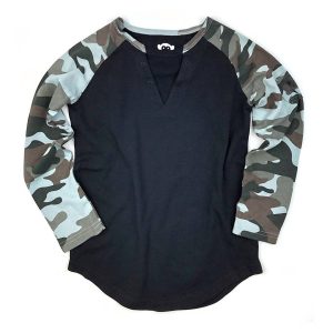 Jungen-T-Shirt – Baseball, Schwarz, Tarnmuster