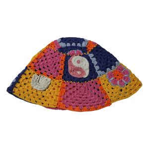 Staud Kopfbedeckung – Blumenmuster, gehäkelt, Mehrfarbig, Polyester