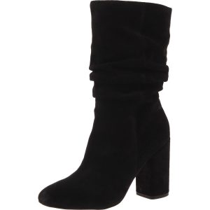 Stiefel – unifarben, Veloursleder, wadenlang