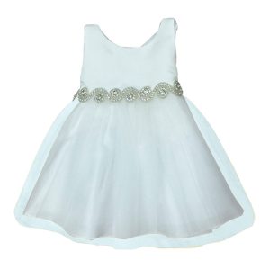 Baby – Mädchen – Elfenbein – Satin – Tüll – mit Strass – Blumenmädchenkleid – 6 – 24M