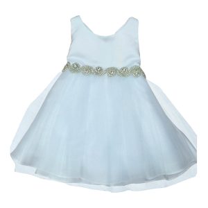 Baby – Mädchen – Weiß – Satin – Tüll – mit Strass – Blumenmädchenkleid – 6 – 24M
