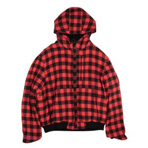 Jacke – Rot, Karomuster, Fleece, Grafikmotiv