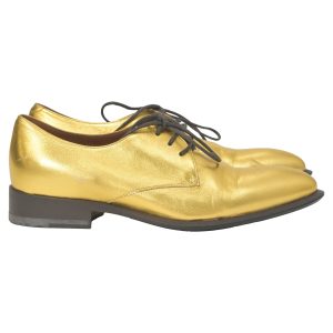 Celine – mit Schnürung – Oxfordschuhe – Goldmetallic – Leder