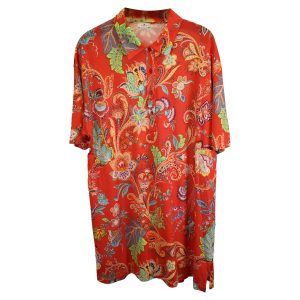 Etro Hemdkleid – Blumenmuster, bedruckt, Orange, Baumwolle, 7833167298620