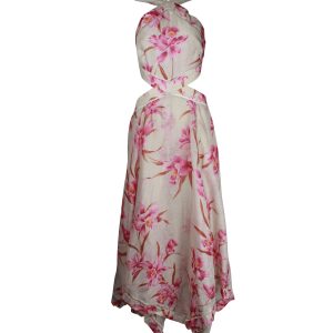 Zimmermann – asymmetrisch – Aussparung – Midikleid – Blumenmuster – Leinen – 7703706861628