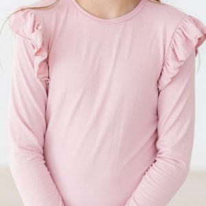 Vintage – Rosa – Langarm – Rüschen – T-Shirt