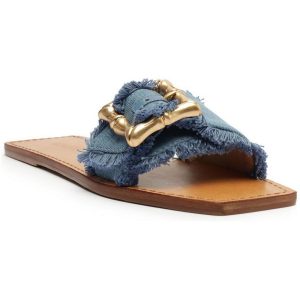 Pantoletten – Metallic-Optik, Denim, Sandalen