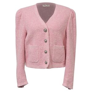 Miu Miu Jacke – Tweed, Rosa, Wolle, 7766544810044