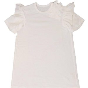 Kinder-T-Shirt-Kleid – Rüschen, Kurzarm, Weiß