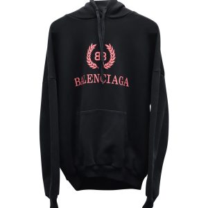 Balenciaga Kapuzenpullover – Rosa, Logo, Schwarz, Baumwolle, 7733644165180