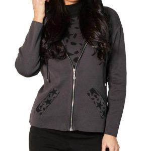 Kapuzenpullover – mit Reißverschluss, Strickjacke, Schwarz