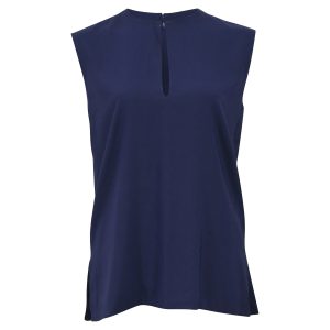 Celine Bluse – ärmellos, Marineblau, Seide