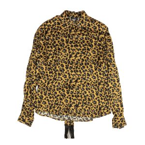 Hemd – Braun, Leopardenmuster, mit Knopfleiste
