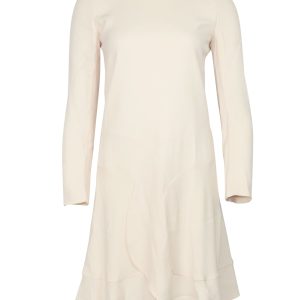 Chloe Kleid – Langarm, Rüschen, Sahne, Crêpe, 7766498312252