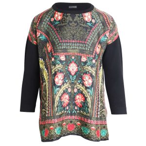Etro Pullover – Blumenmuster, bedruckt, Schwarz, Wolle