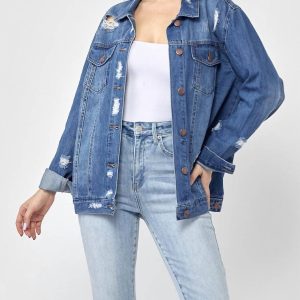 Jacke – 90, Used-Effekt, mittel, Blau, 7833365938236