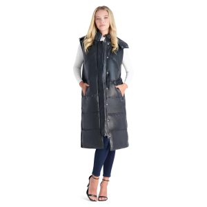 Kunstleder – Maxi – Steppweste – Damen