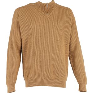 Zegna Pullover – halber Reißverschluss, Braun, Wolle, 7748747722812