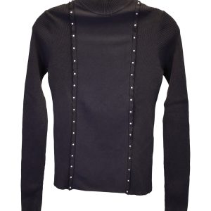 Red Valentino Pullover – Rollkragen, mit Nieten, Schwarz, Viskose, 7748658495548