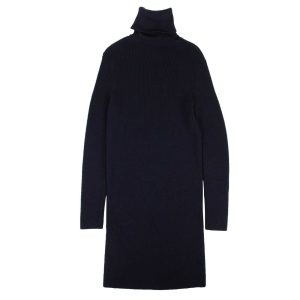 Kleid – Marineblau, Wolle, Rollkragen