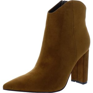 Stiefeletten – Velourslederimitat, spitze Schuhspitze