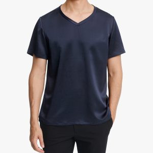 Herren-T-Shirt – Kurzarm, V-Ausschnitt, Seide