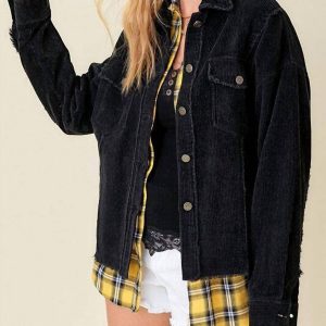 Jacke – Oversize, Cord, Schwarz