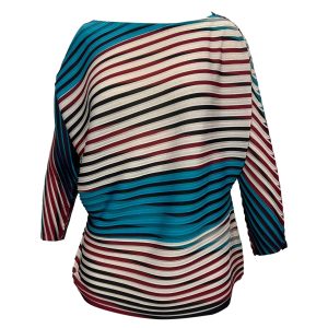 Issey Miyake Top – Streifenmuster, Mehrfarbig, Polyester, 7833183944764