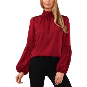 Bluse – Satin, Stehkragen