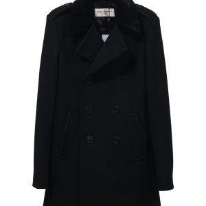 Saint Laurent Mantel – zweireihig, kurz, Schwarz, Wolle, 7748675928124